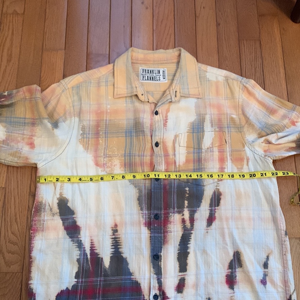 Franklin Flannels Vintage Bleach Splattered Button Down (Blue,Yellow,Red &Green) - Picture 9 of 10